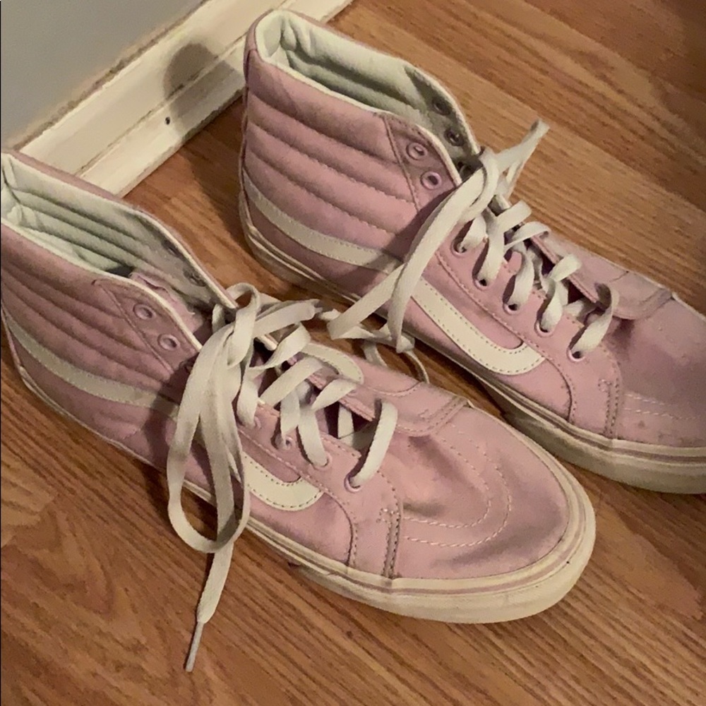 Vans light purple high top skateboard shoe